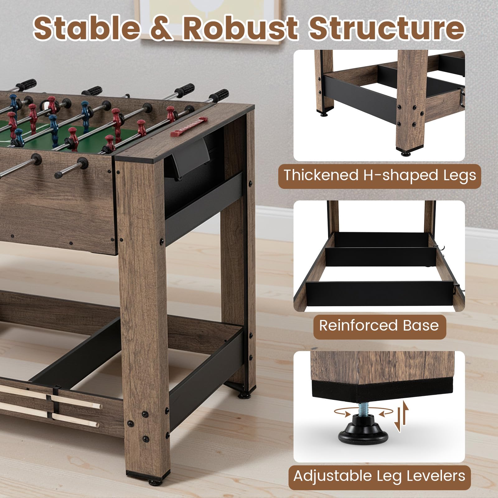 48" 2-in-1 Swivel Multi Game Table with Foosball and Pool