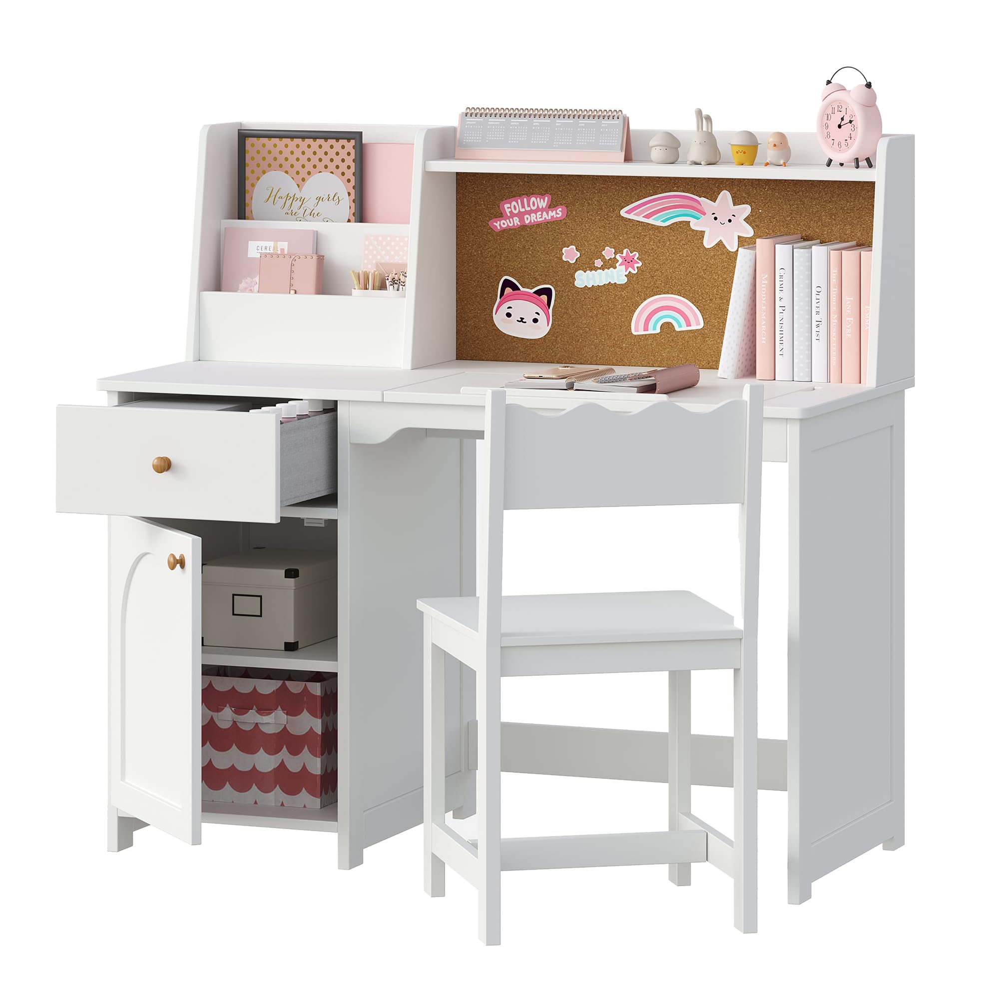 Kids Study Desk and Chair Set with Tiltable Desktop