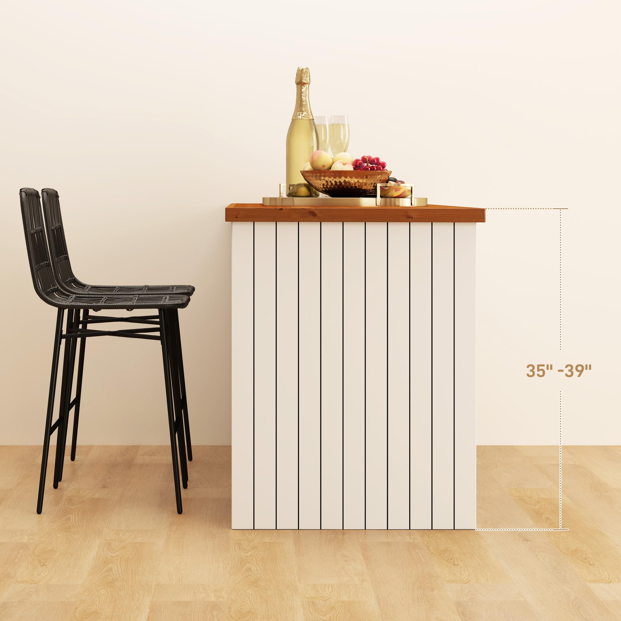 Rattan Counter Height Bar Stools Set of 2