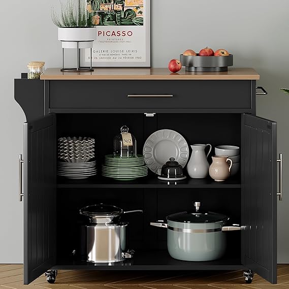 Rolling Kitchen Island with Storage and Wheels