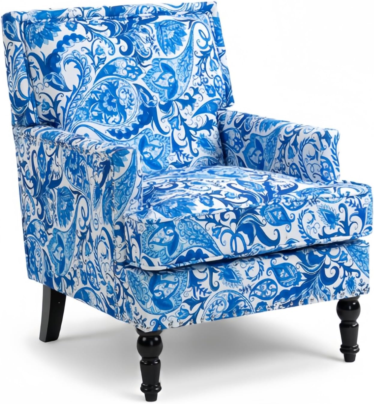 Mid-Century Modern Plaid Accent Chair
