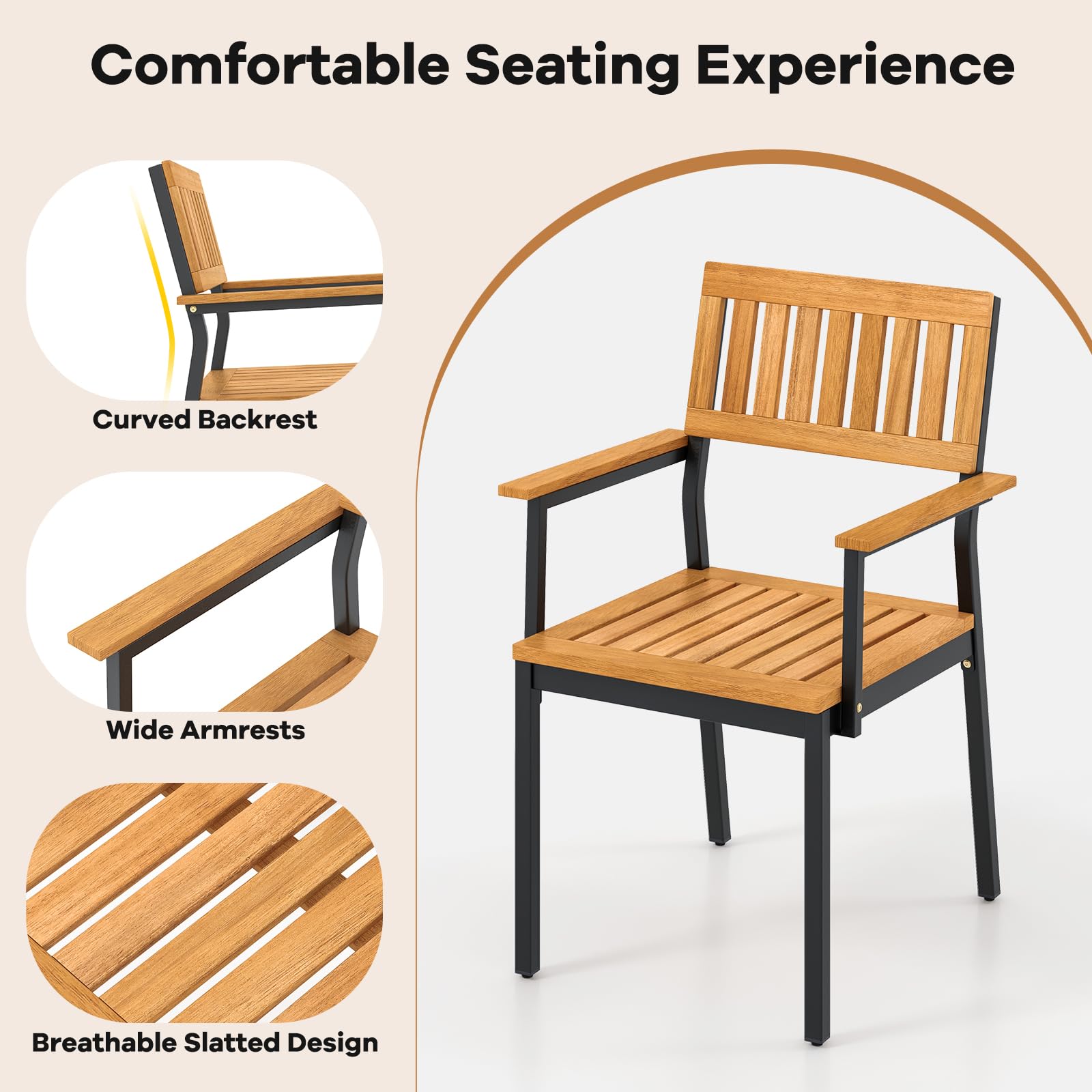 6-Piece Acacia Wood Outdoor Dining Set