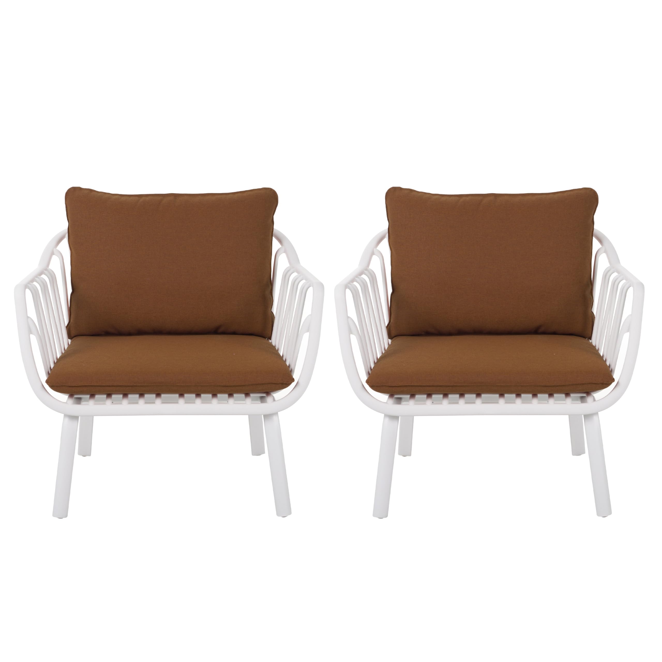 Outdoor Polypropylene Iron Frame Club Chair Set