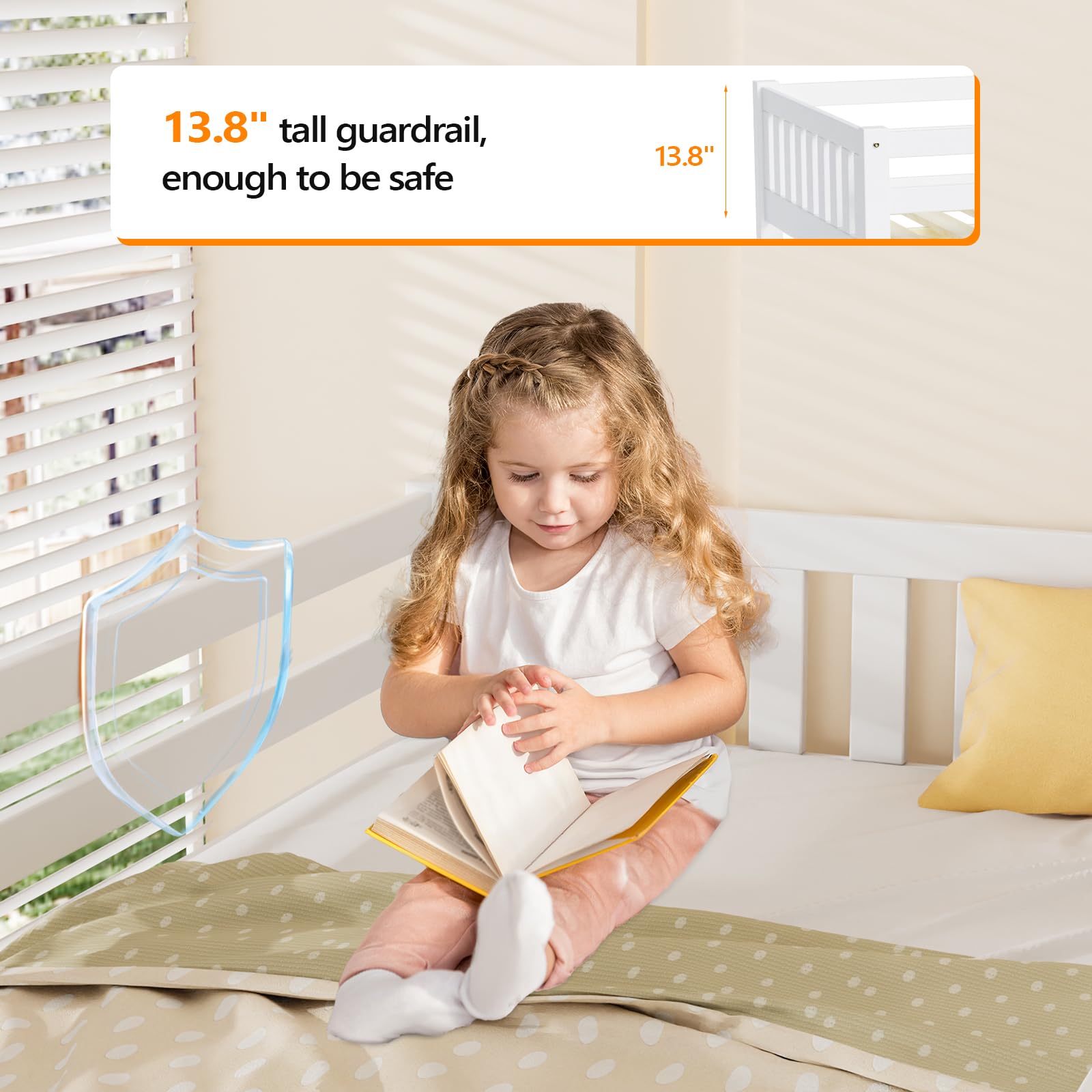Twin Loft Bed Frame with Guardrail and Ladder
