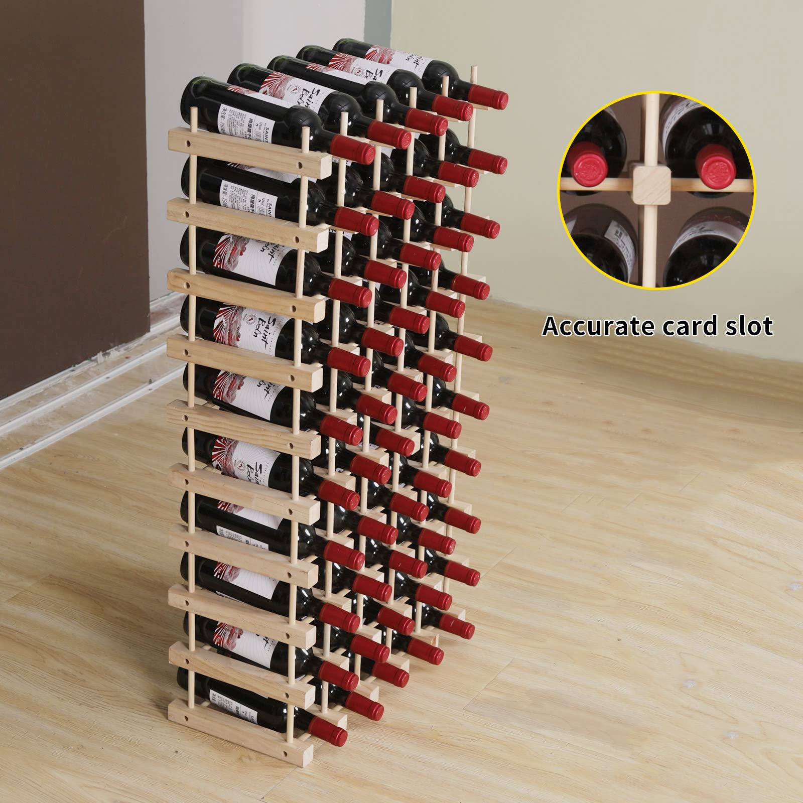 50-Bottle Wooden Wine Rack