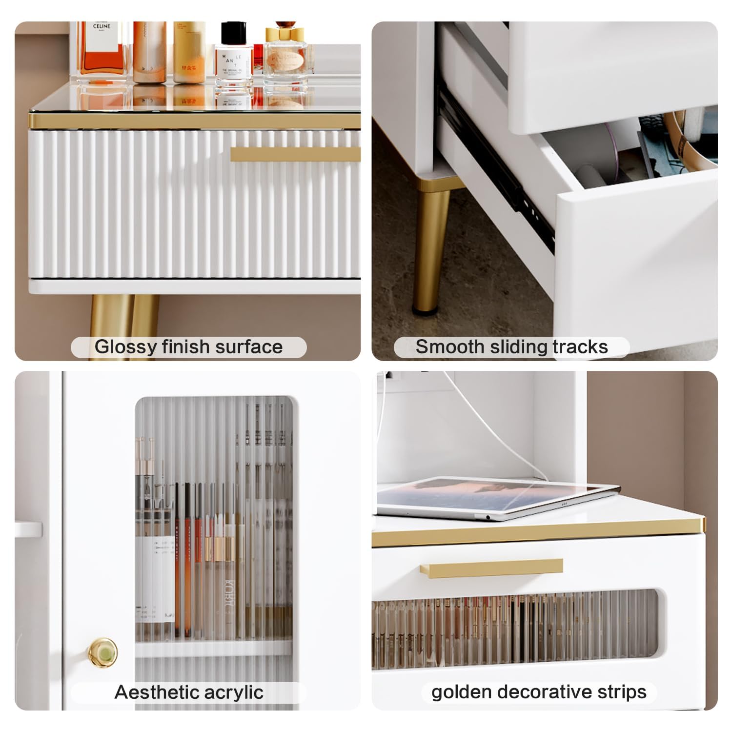 Vanity Desk with HD Lighted Mirror and 5 Drawers