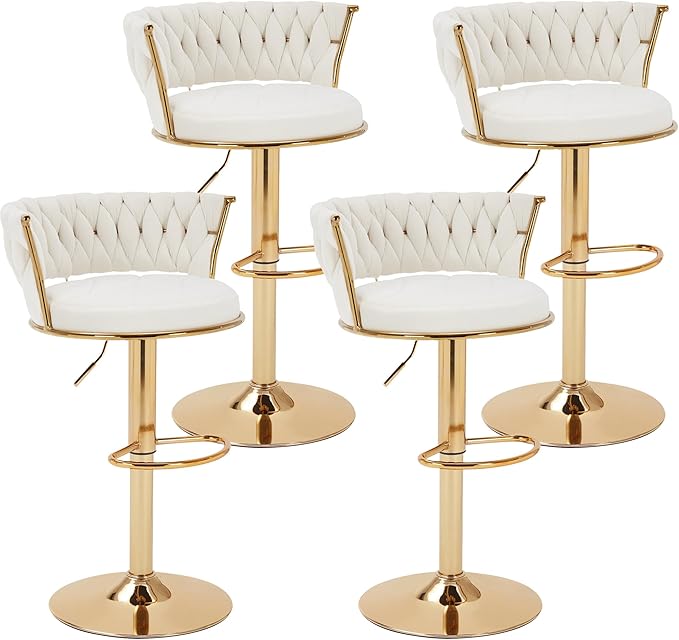 Velvet Counter Height Bar Stools Set of 4 with Swivel