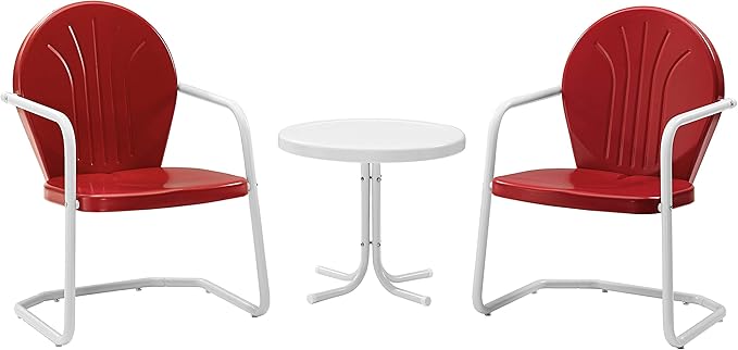 3-Piece Metal Outdoor Bistro Set with Chairs and Side Table