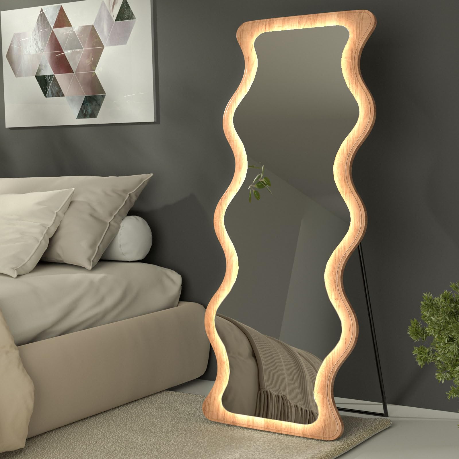 65" x 24" LED Wavy Full Length Mirror