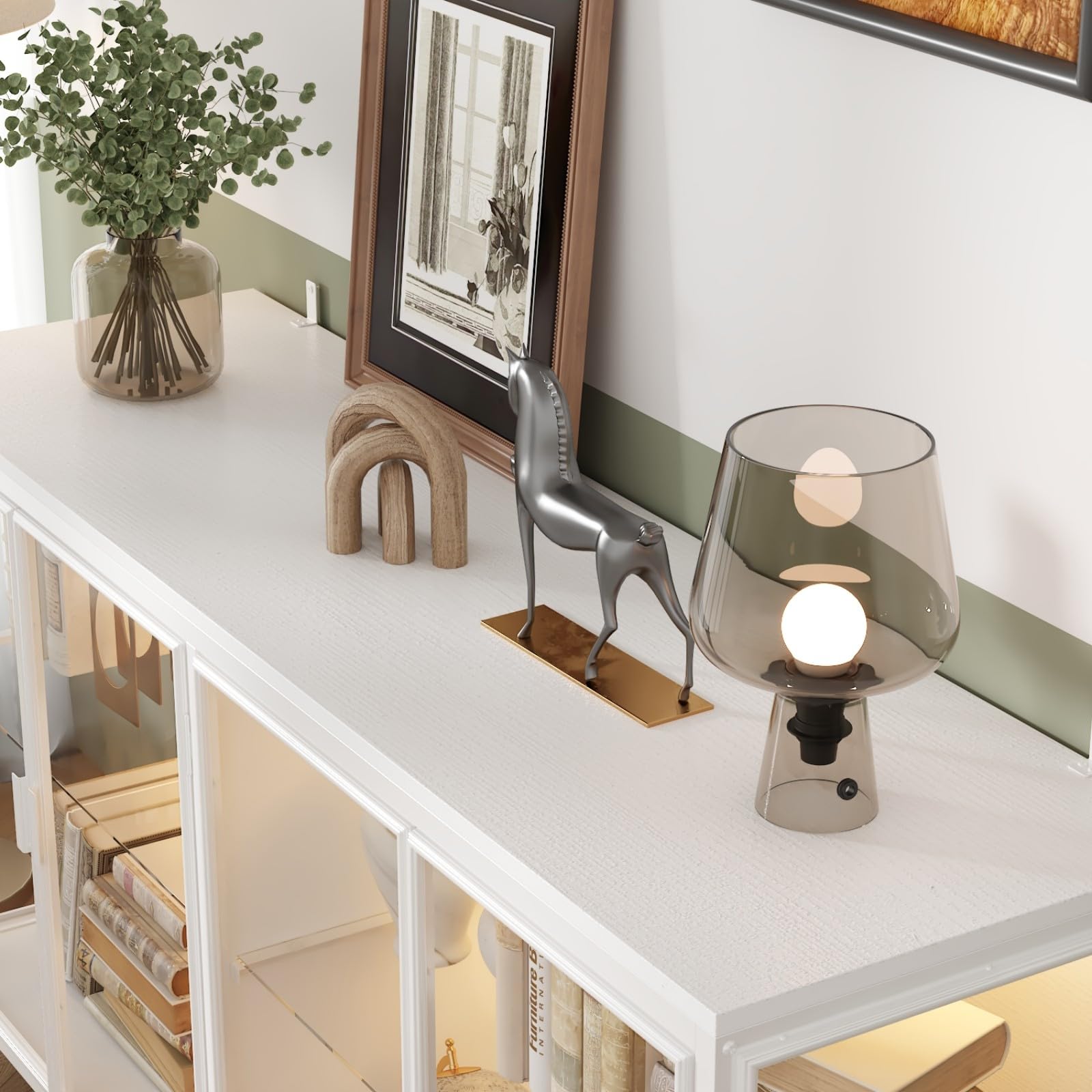 Display Cabinet with Glass Doors and LED Lights