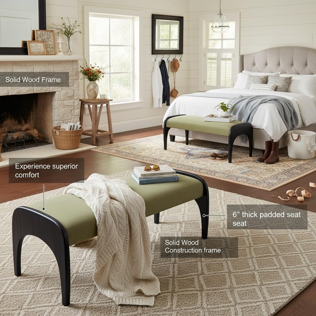 Extra Long 51-Inch Upholstered Storage Bench