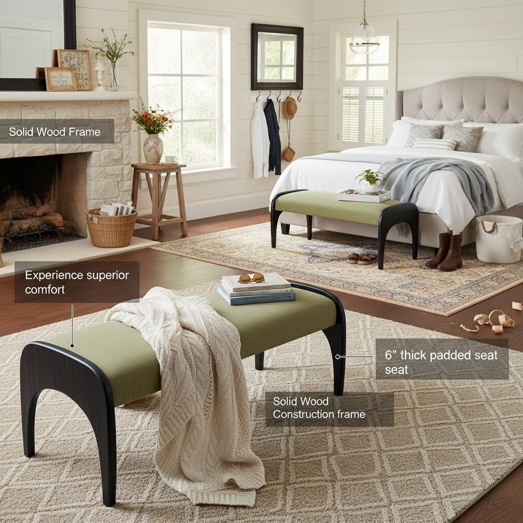 Extra Long 51-Inch Upholstered Storage Bench