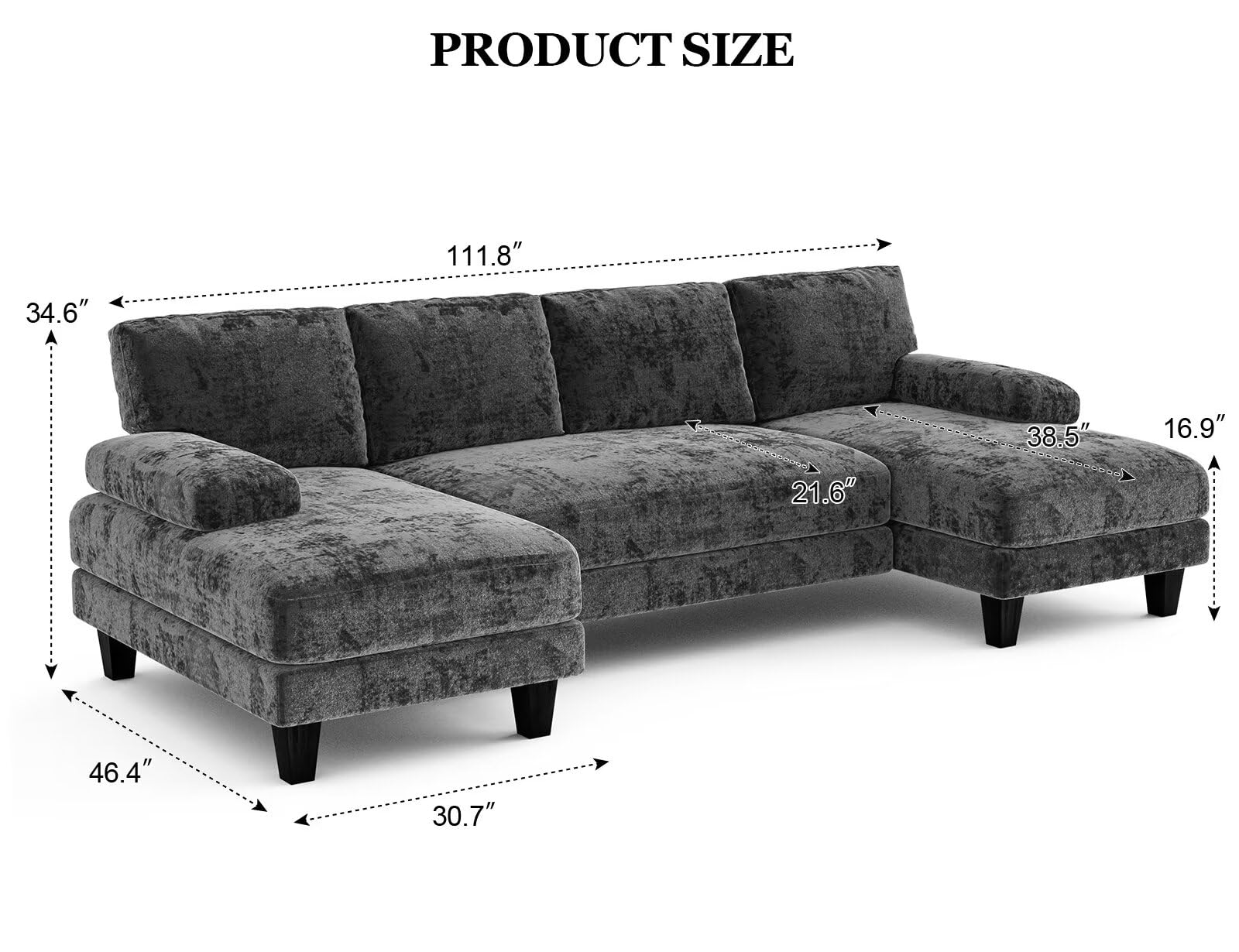 U-Shaped Sectional Sofa with Double Chaise