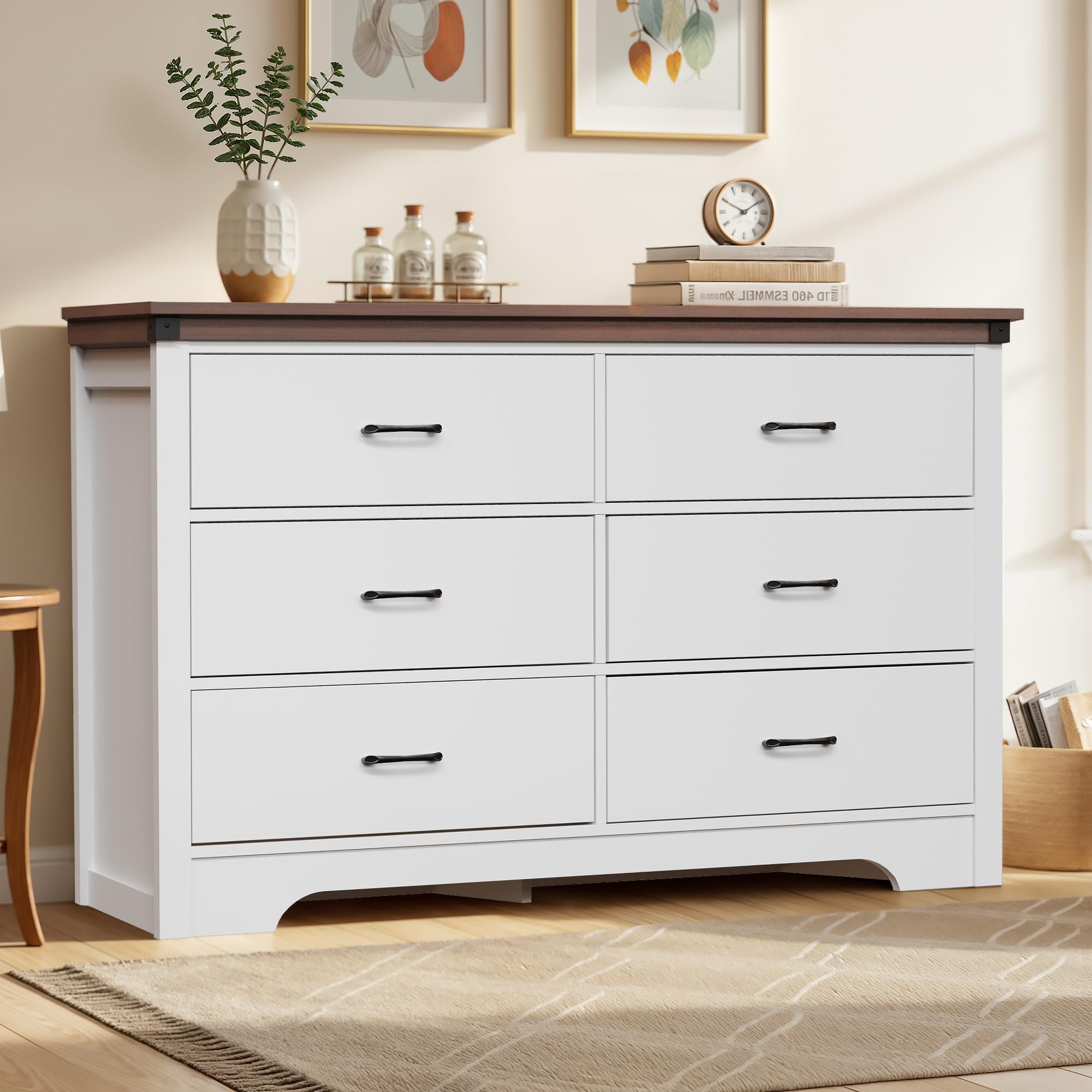 6 Drawer Dresser Chest 52 Inch Wide Modern Storage Organizer