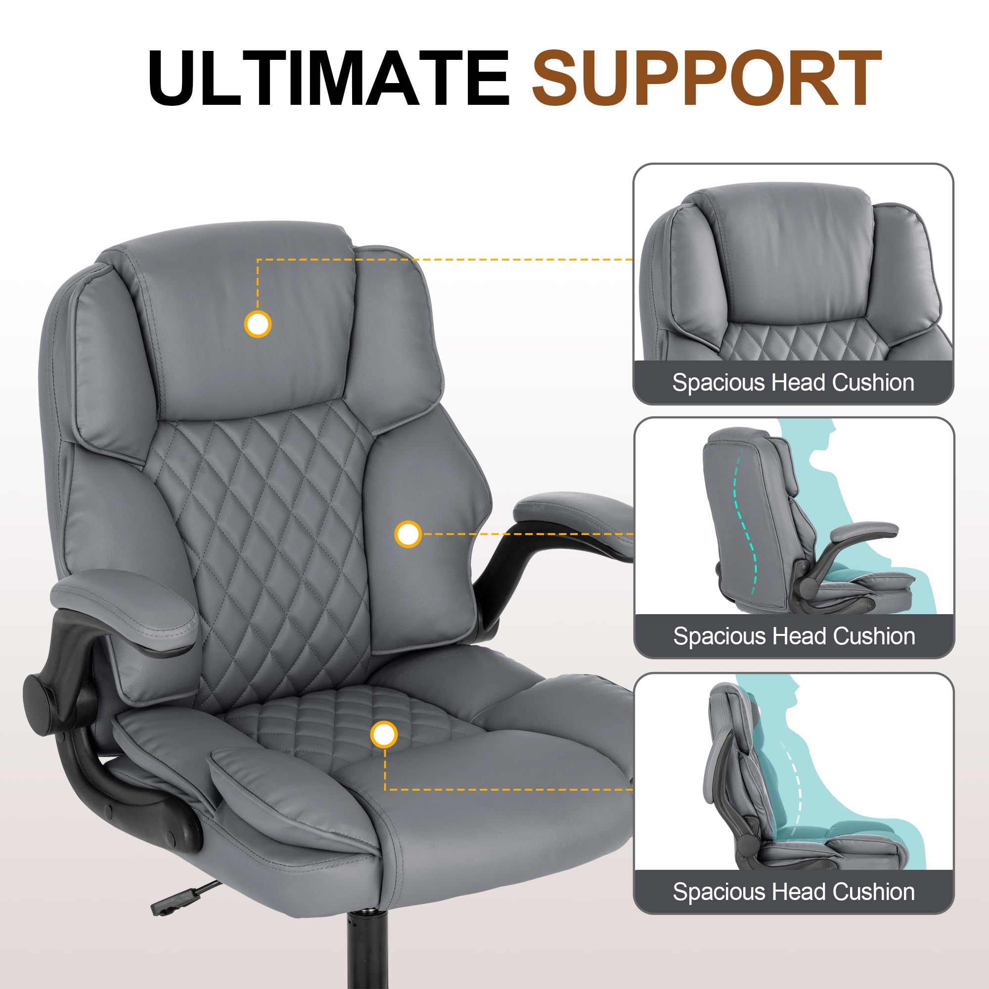 Ergonomic Mid Back Office Chair with Flip-Up Arms