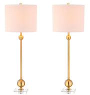 Mid-Century Modern Brass Crystal Table Lamp Set