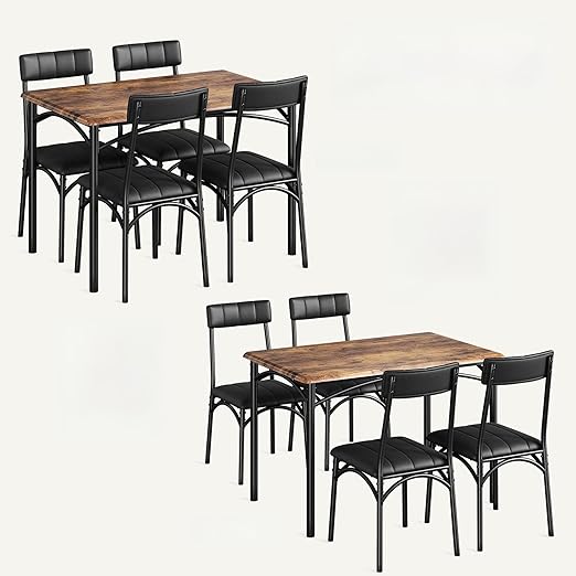 5-Piece Dining Table Set with Upholstered Chairs