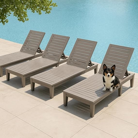 Outdoor Chaise Lounge Chairs Set of 2 - 5-Position Adjustable