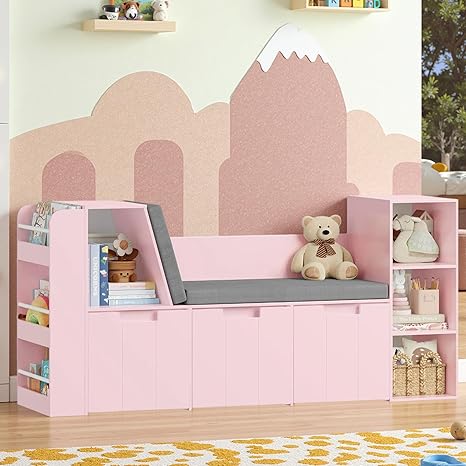 Kids Reading Nook with Bookshelf and Storage