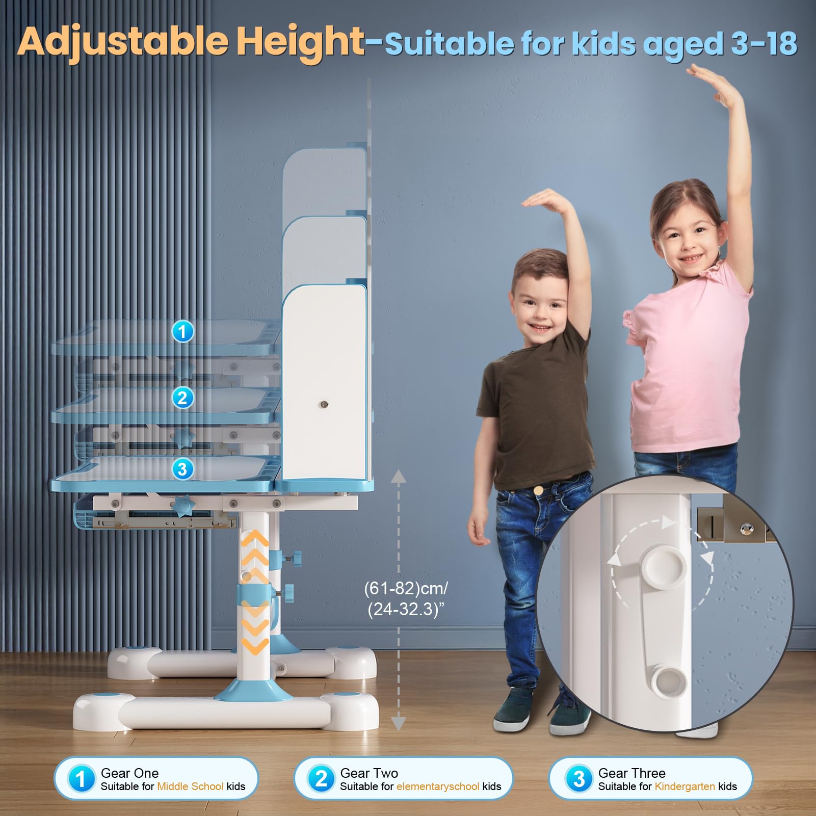 Height-Adjustable Kids Desk and Chair Set