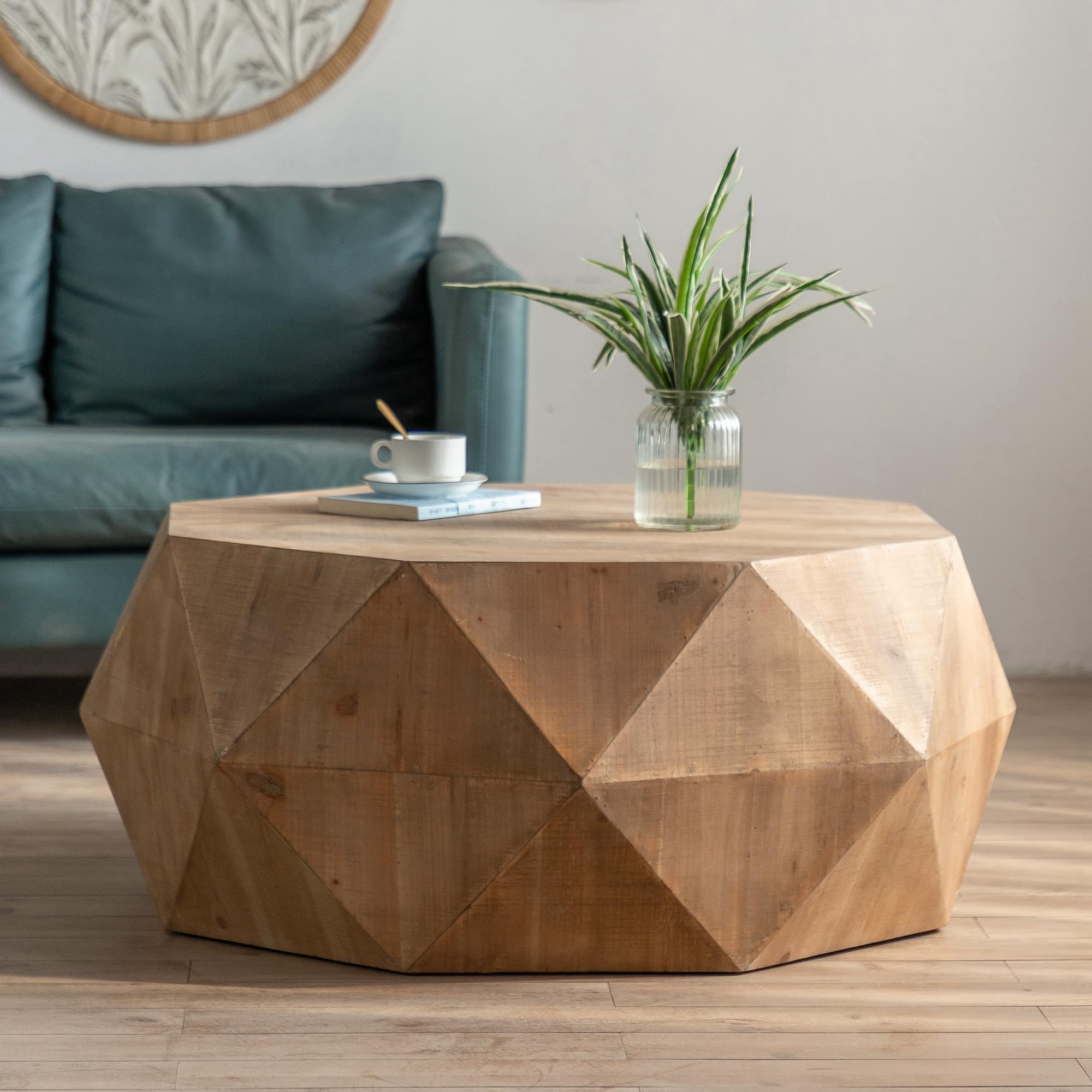38" Modern Farmhouse Drum Coffee Table