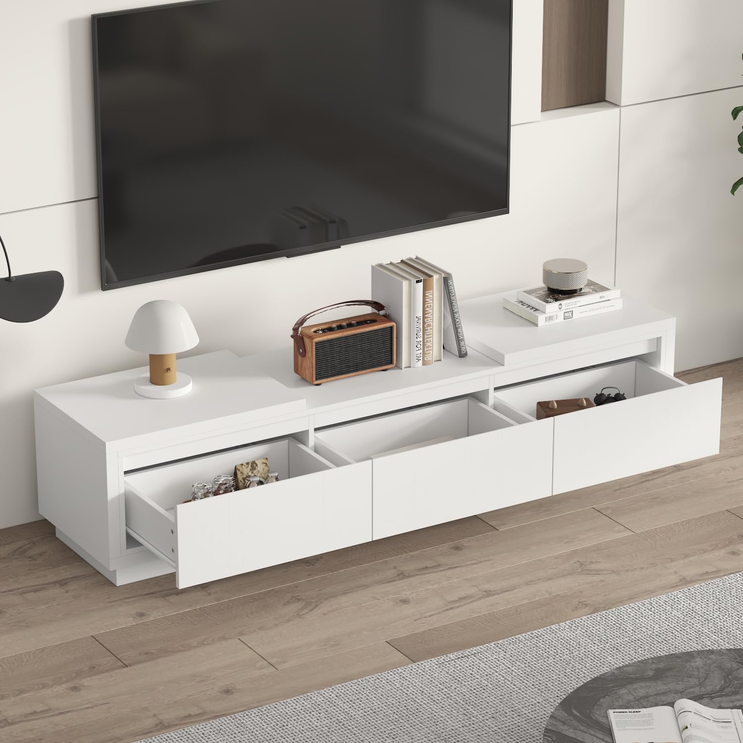 Extendable TV Console with 3 Drawers