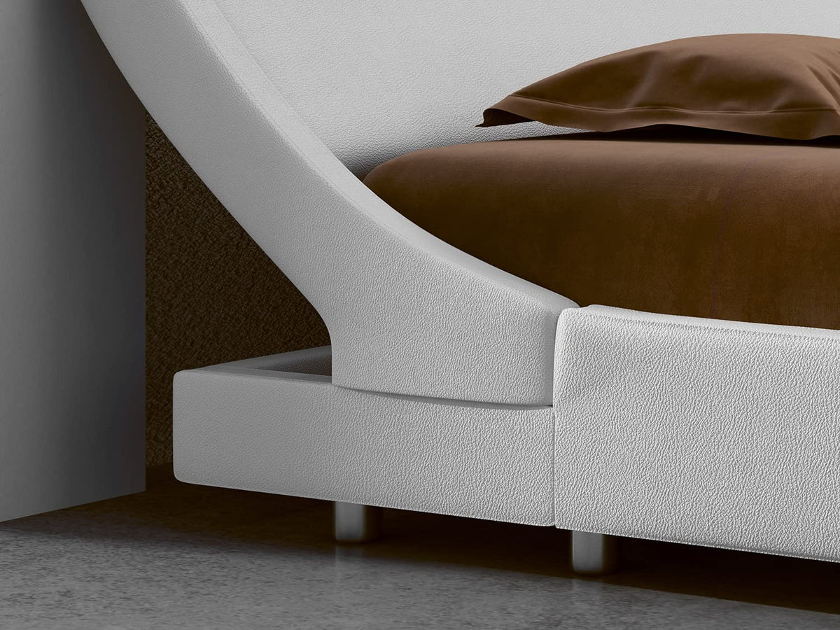 King Size Platform Bed Frame with Faux Leather Headboard