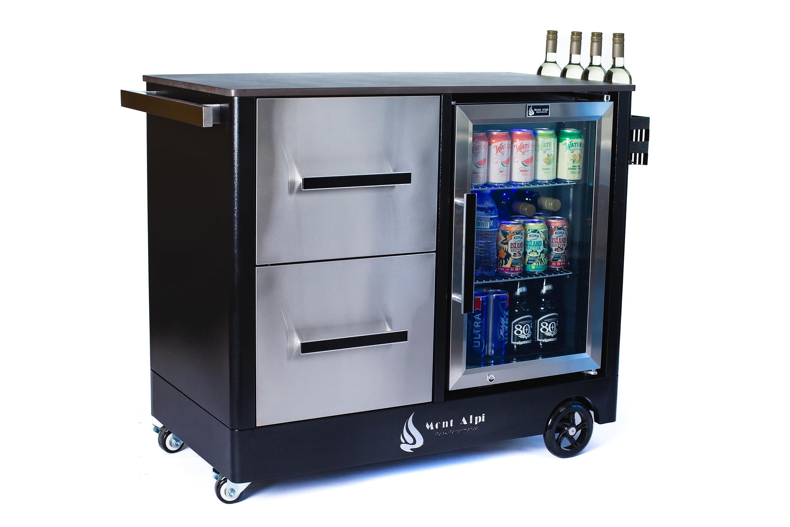 48-Inch Outdoor Kitchen Island Cart with Refrigerator
