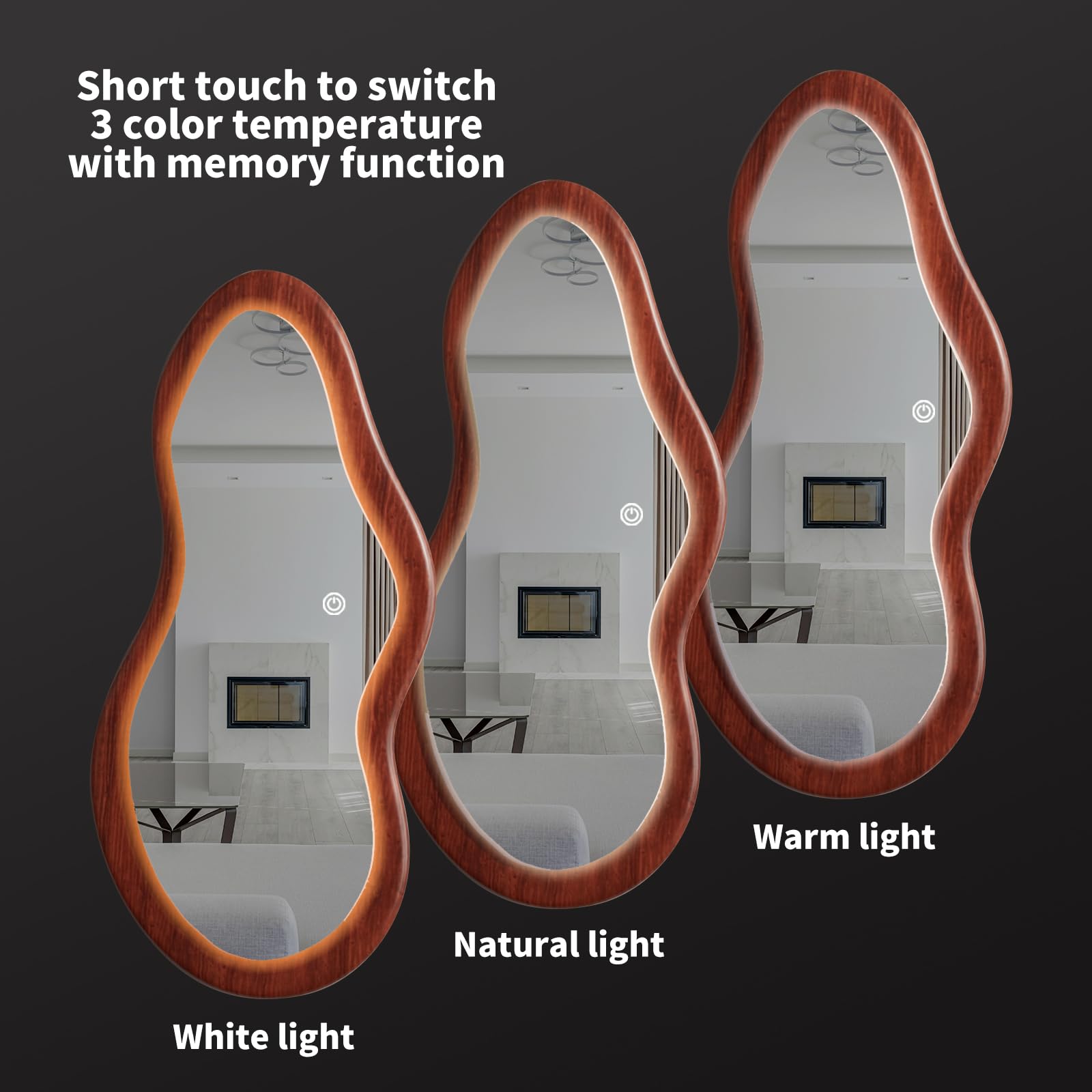 48" LED Wooden Full Length Mirror