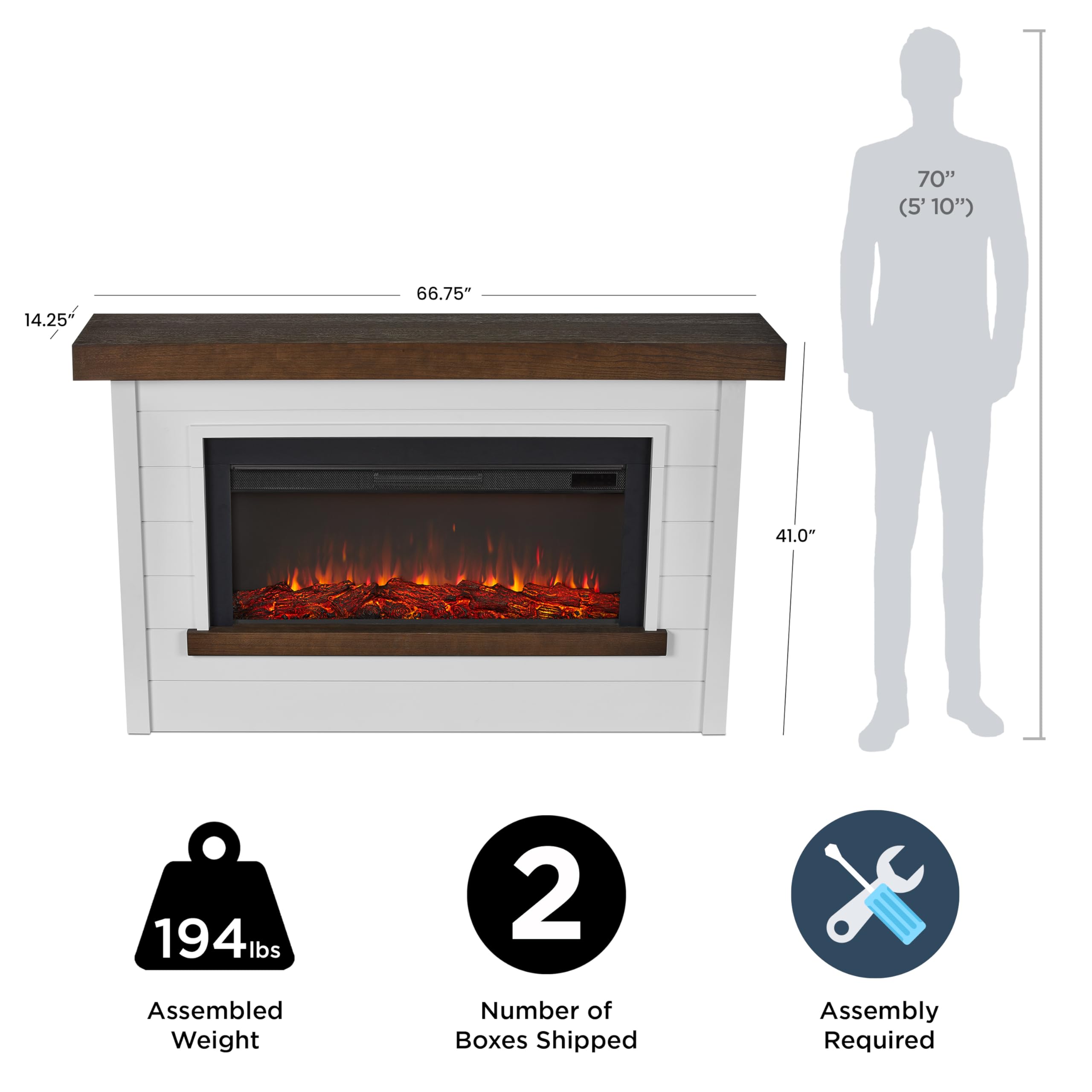67" Landscape Electric Fireplace with Mantel