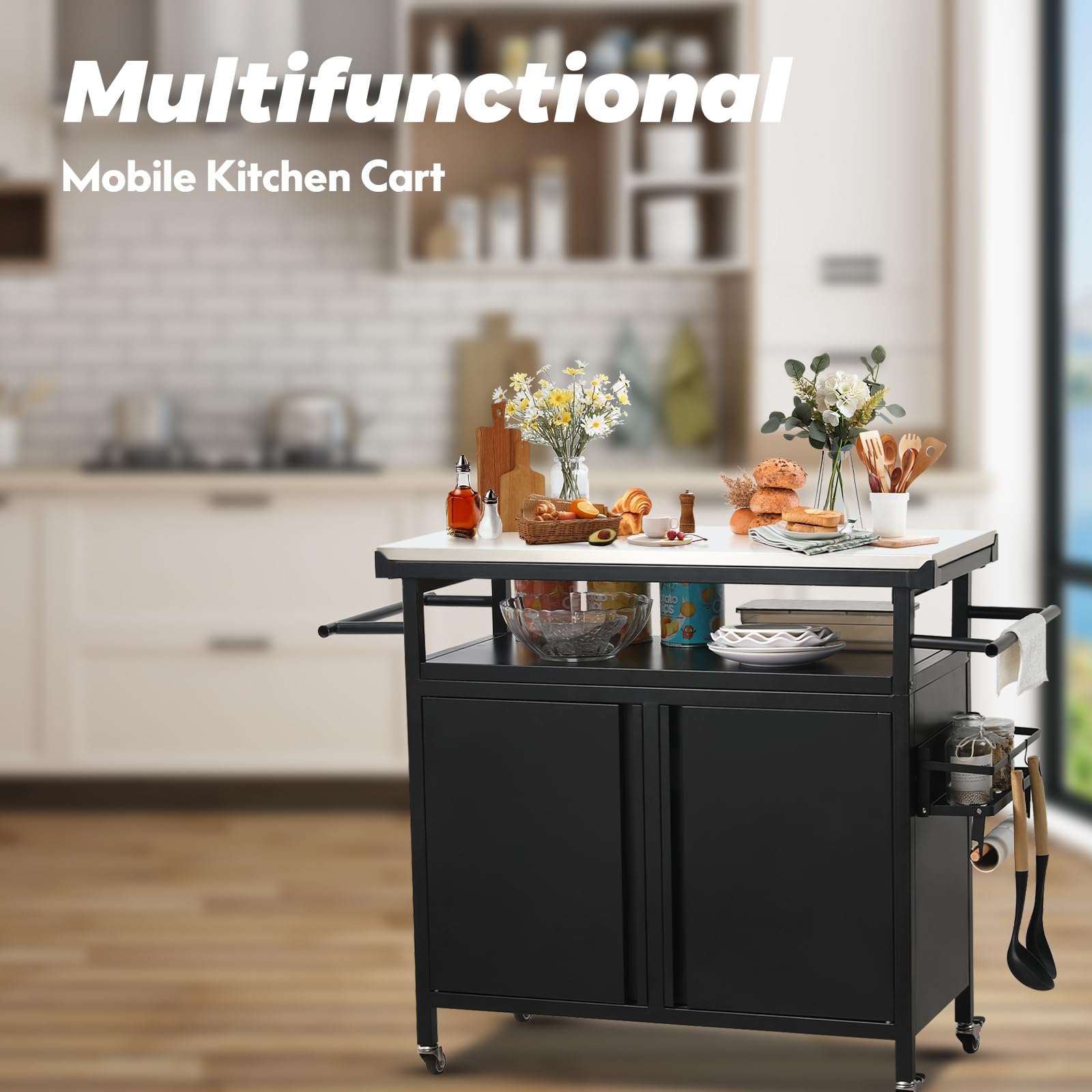 Outdoor Grill Cart with Storage Cabinet