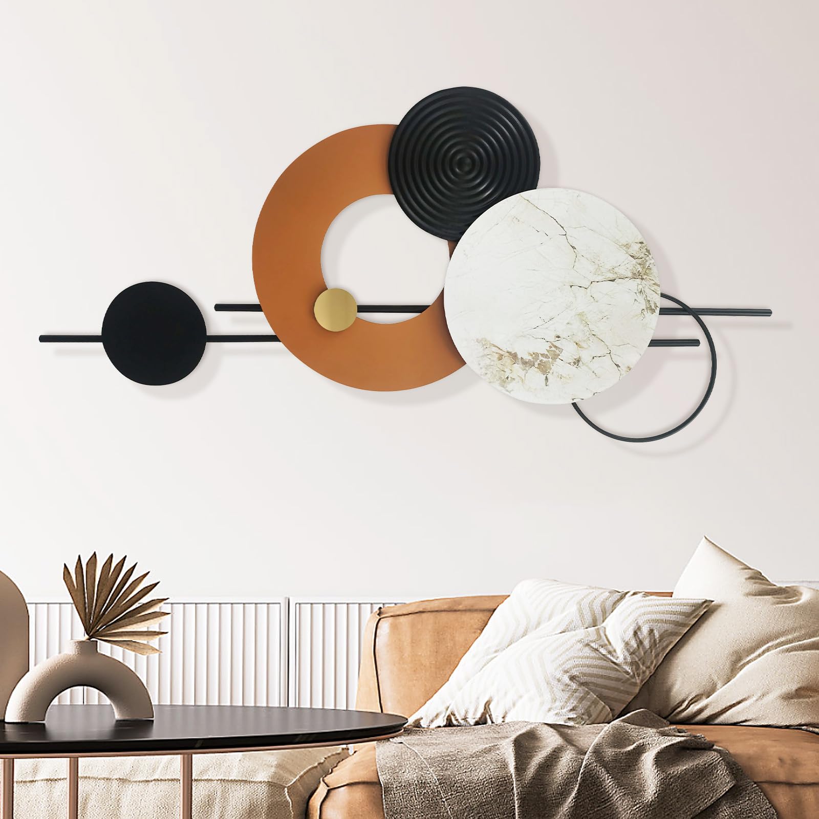3D Large Metal Wall Art Round Modern Luxury Wall Sculpture