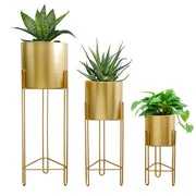 Set of 3 Large Metal Planters with Stand