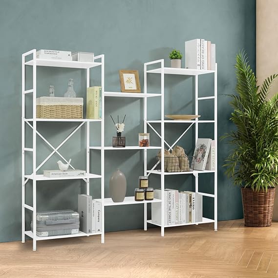 4-Tier Industrial Bookshelf with 11 Shelves