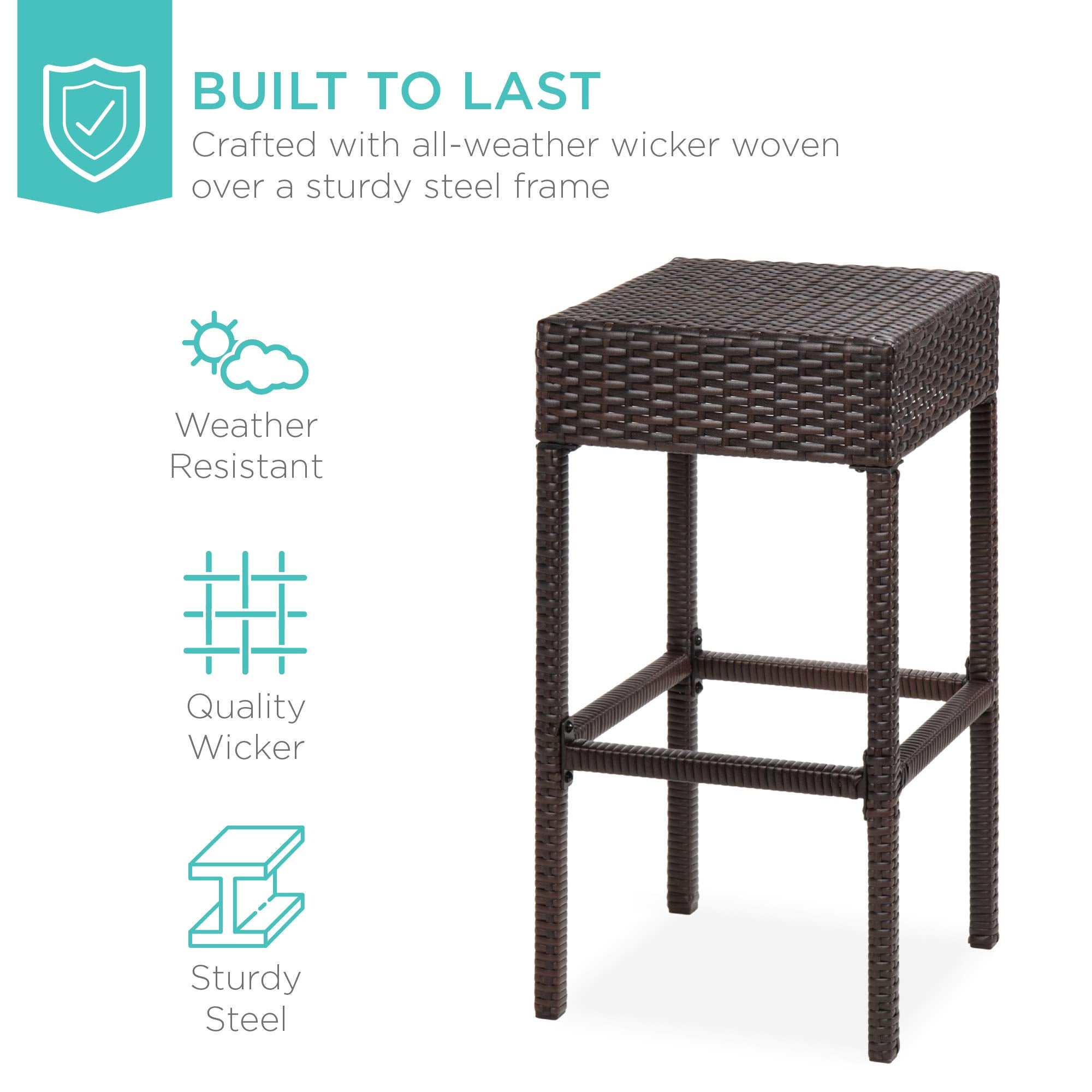 5-Piece Outdoor Wicker Bar Table Set with Storage