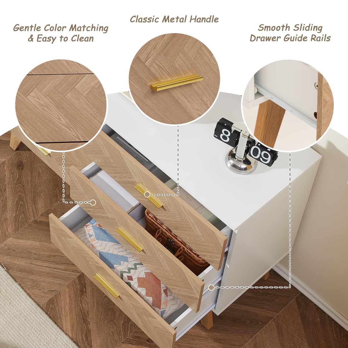 6 Drawer Wood Dresser Storage Cabinet