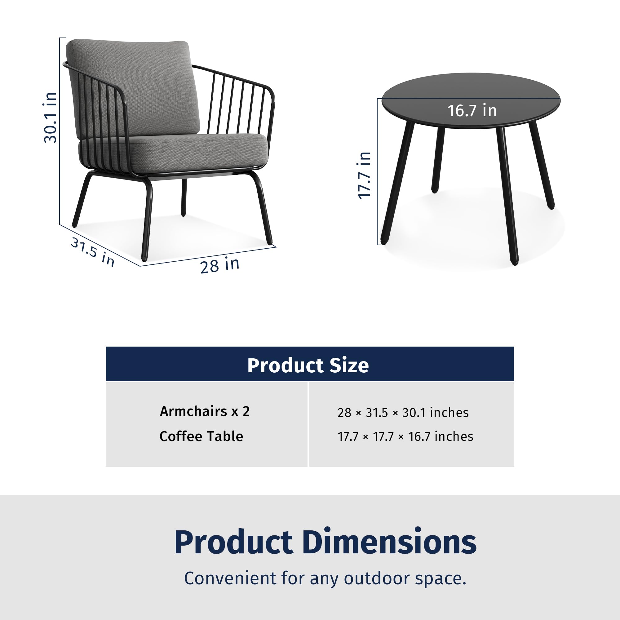 3-Piece Plaza Patio Furniture Set with Cushions