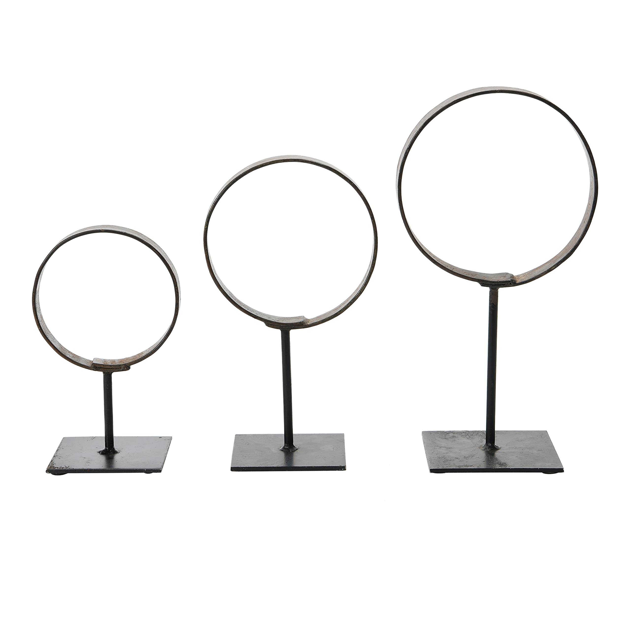 Decorative Metal Rings on Stands Set of 3