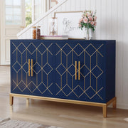 Blue Accent Cabinet with 4 Doors