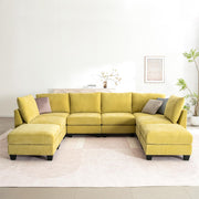 124" Modular U-Shaped Sectional Sofa with Storage Ottoman