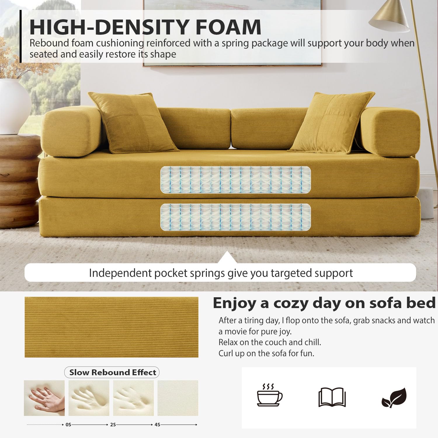 4-in-1 Folding Convertible Sofa Bed with Pull Out Sleeper