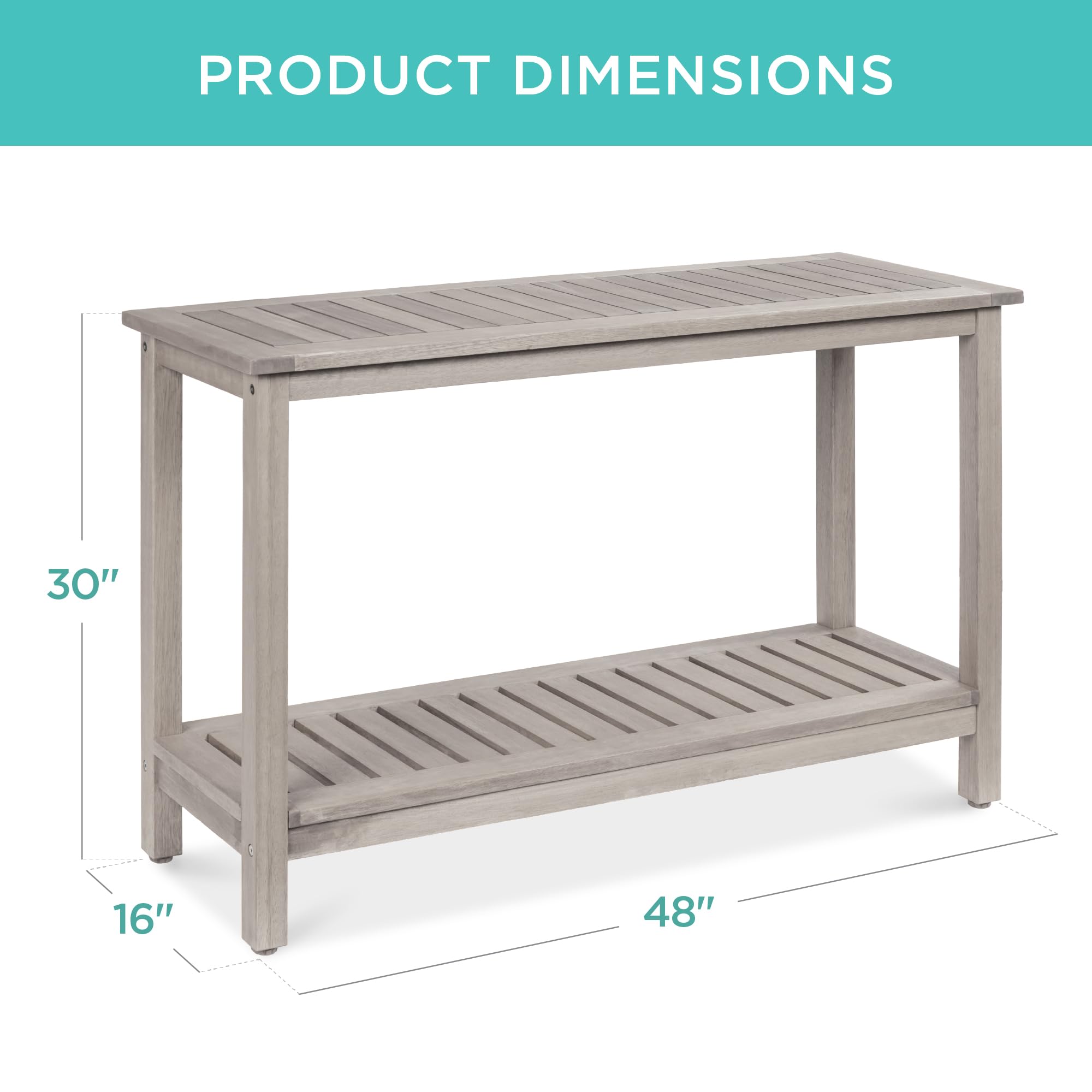 48-Inch Eucalyptus Wooden Console Table with 2 Shelves