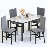 5-Piece Dining Table Set with Upholstered Chairs