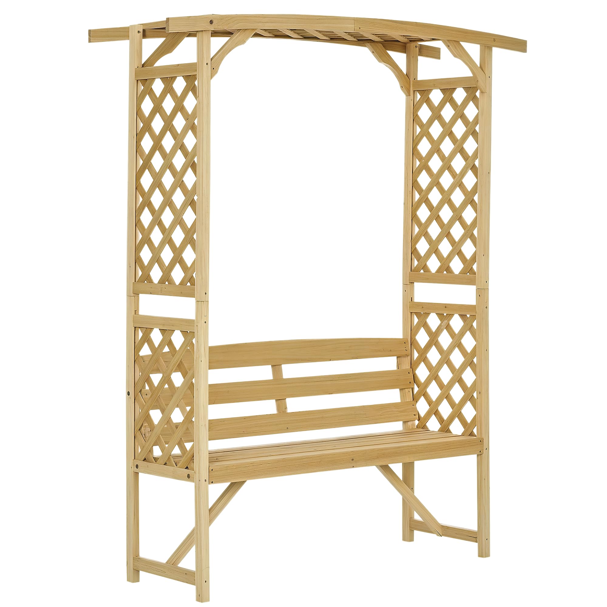 Patio Garden Bench Arbor with Pergola and Trellises