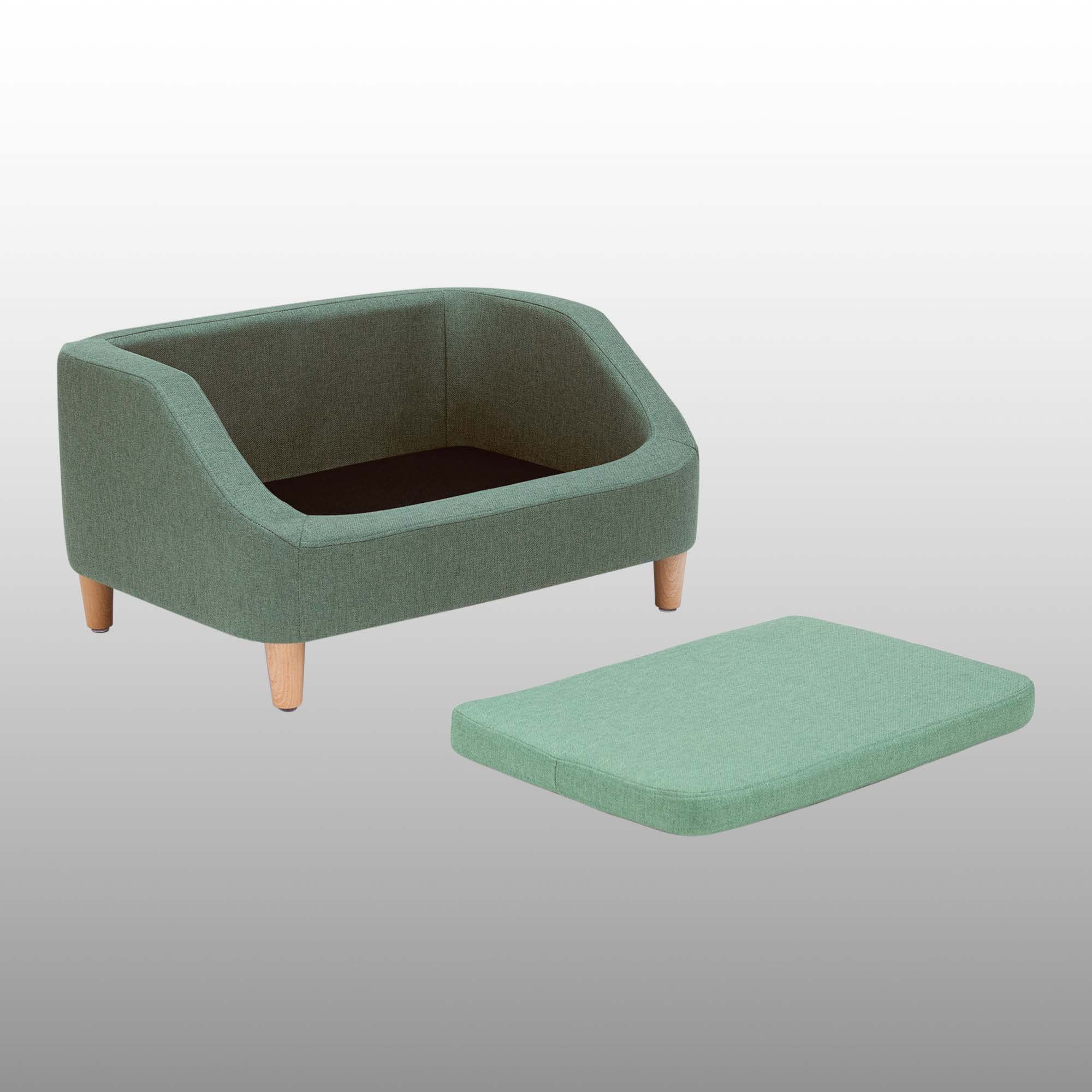Raised Linen Pet Sofa Bed with Removable Washable Cushion