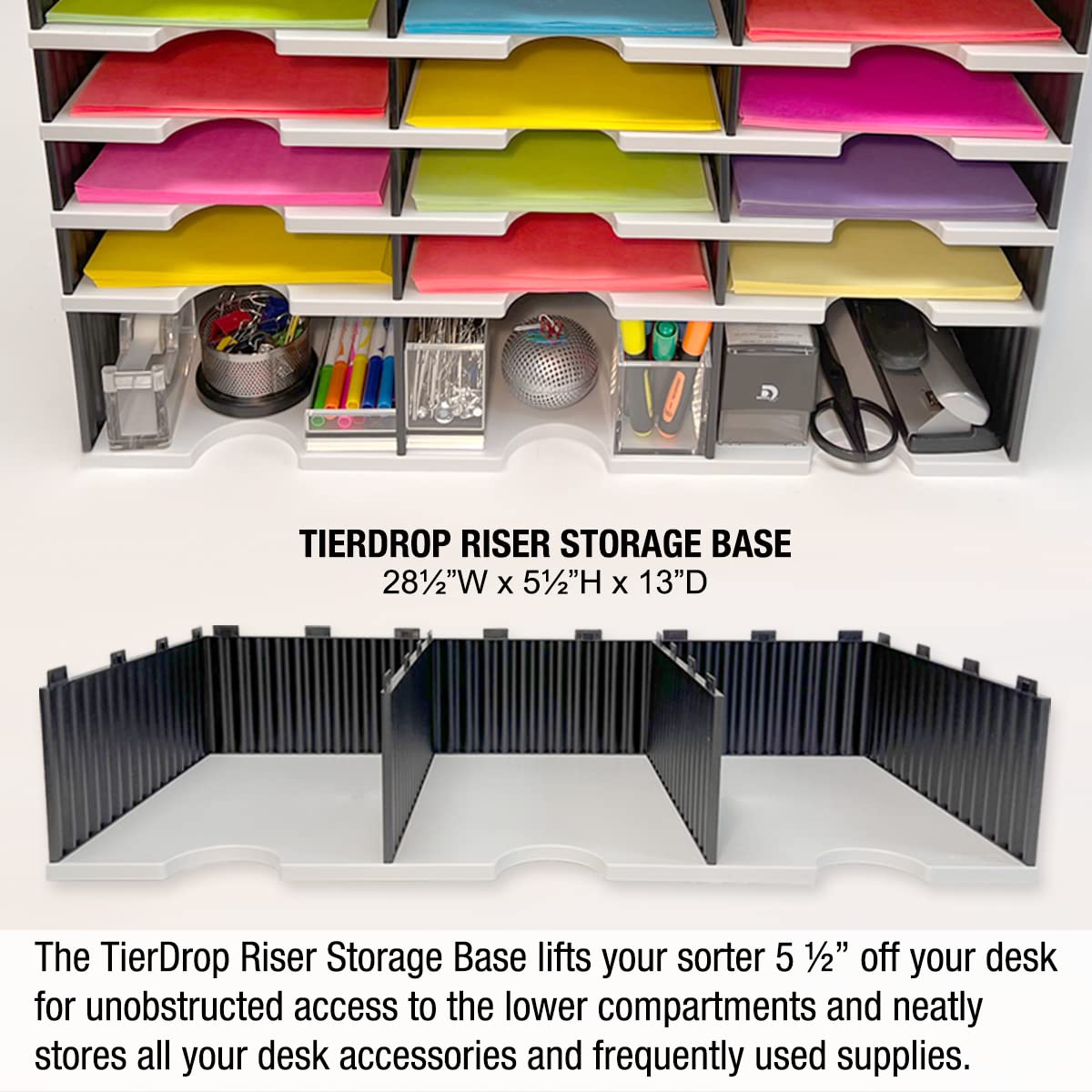 Desktop Organizer 9 Letter Tray Sorter with Riser Storage Base