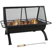 Rectangular Steel Fire Pit with Cooking Grate
