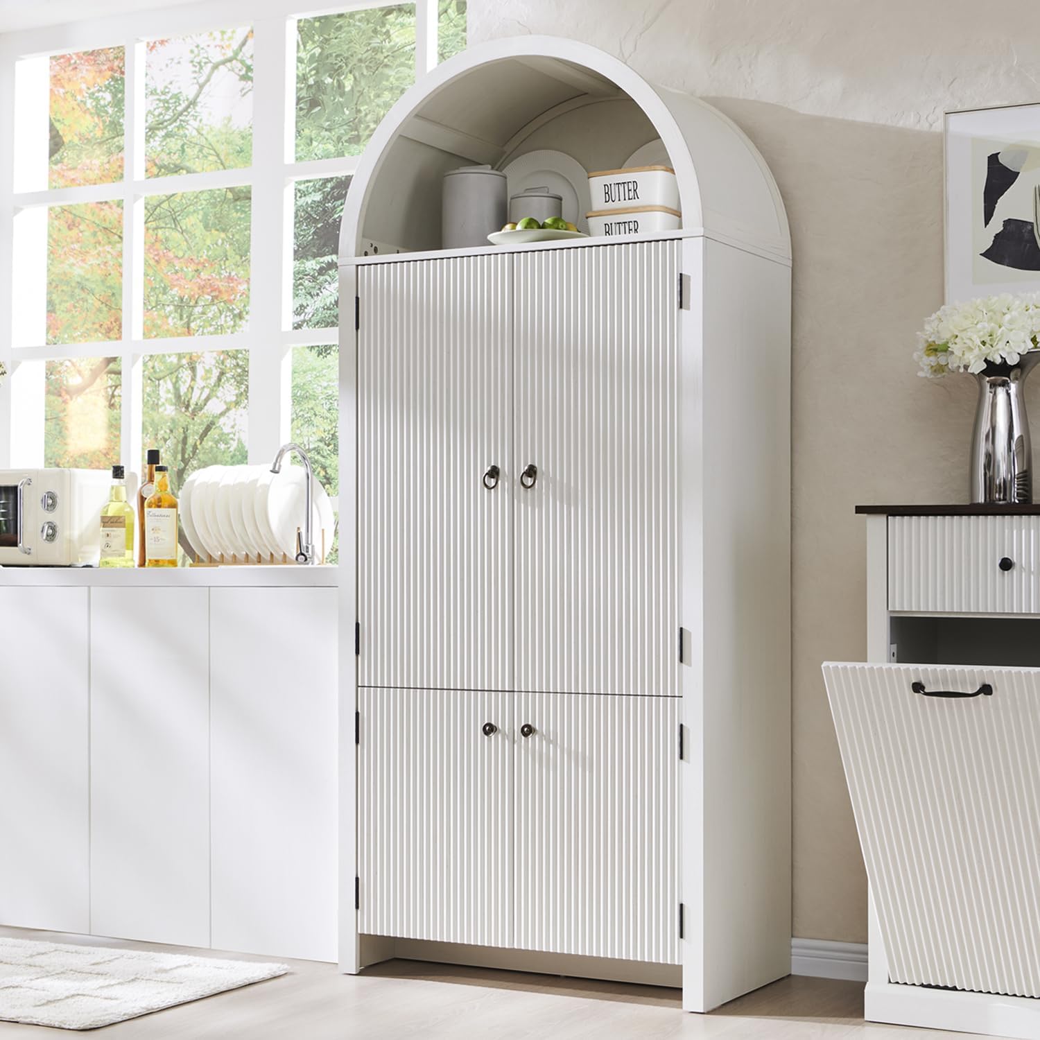 Tall Arched Kitchen Pantry Cabinet