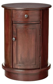 Round End Table with Storage Drawer