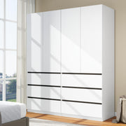 White Bedroom Armoire with 6 Drawers and 4 Doors